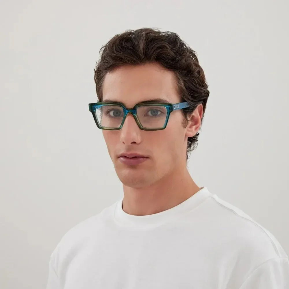 NEW Gucci GG1725O 004 Transparent Dark Green Unisex Square Eyeglasses GG 1725O